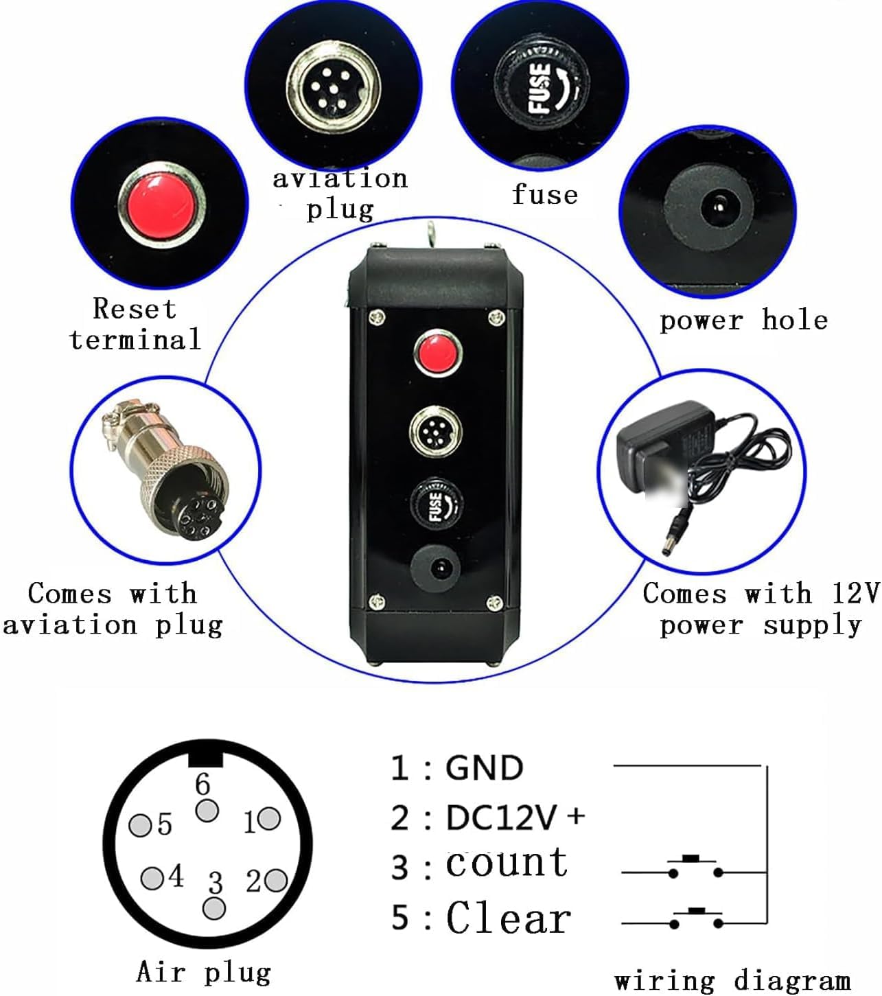 Compteur numérique LED, affichage à 6 chiffres, compte jusqu'à 999999, distance d'induction 70 cm, télécommande, mémoire de panne de courant pour bandes transporteuses et lignes de production