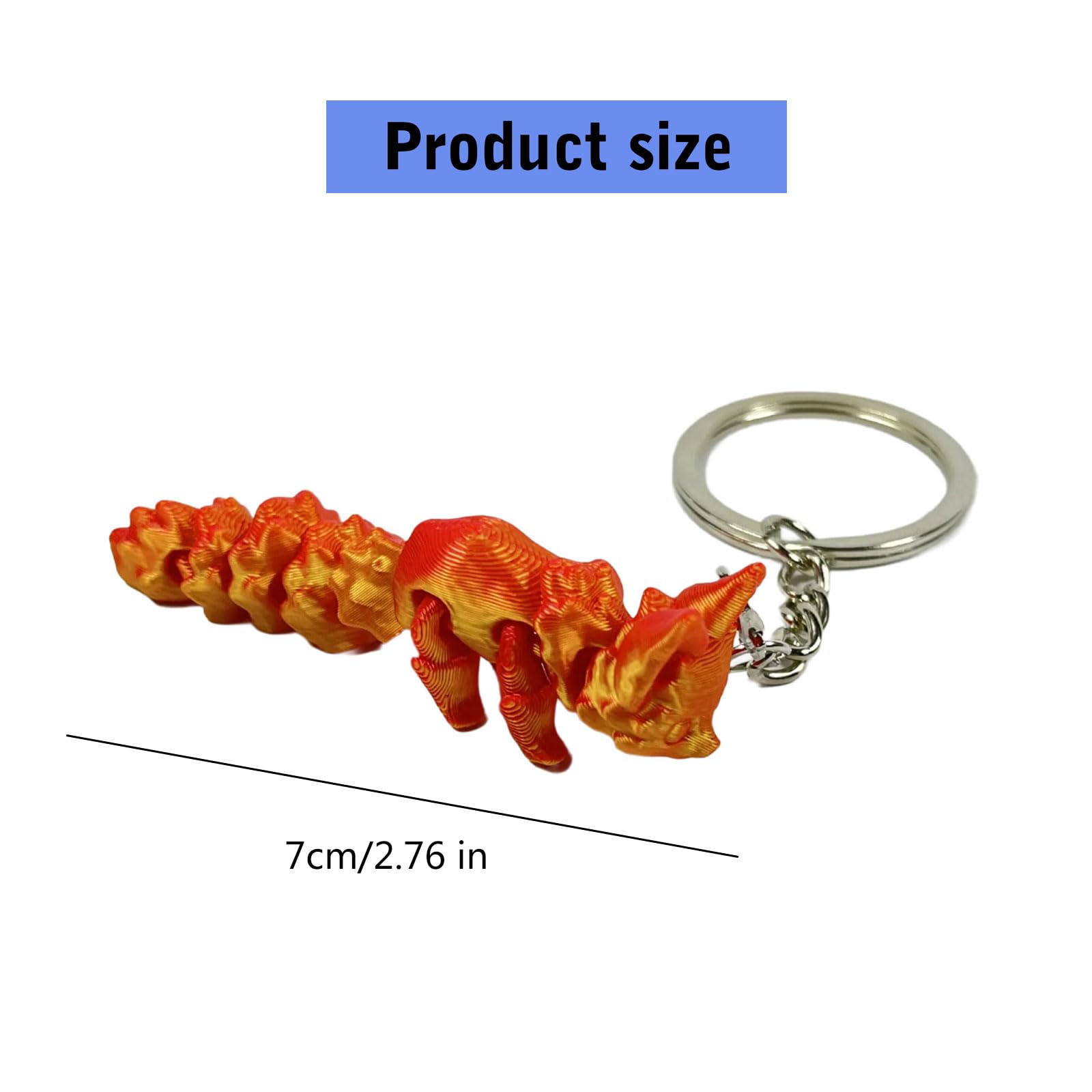 YZYDF Articulated Fox Figurine Keychain, 3D Printed Multi Joint