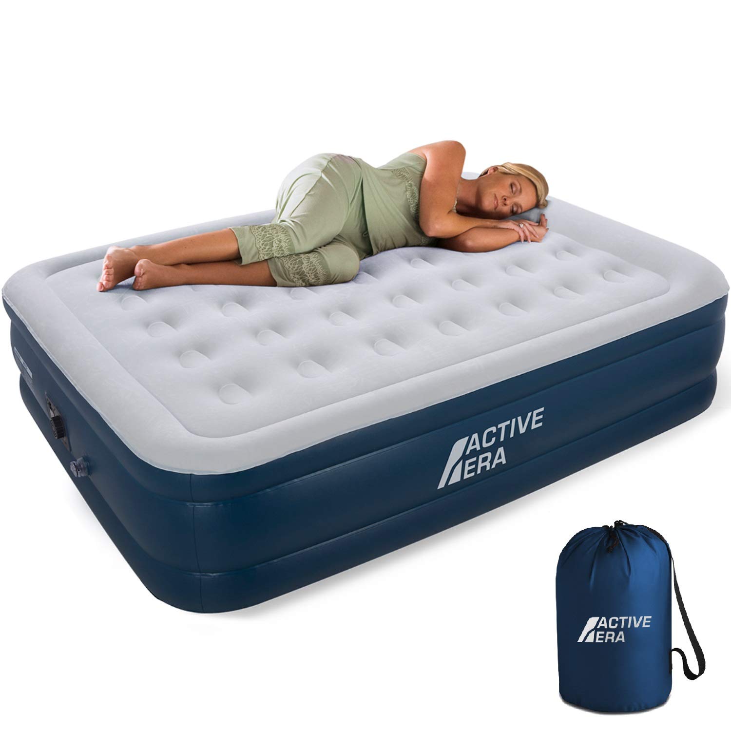 Active Era Queen Air Mattress with Built in Pump & Raised Pillow