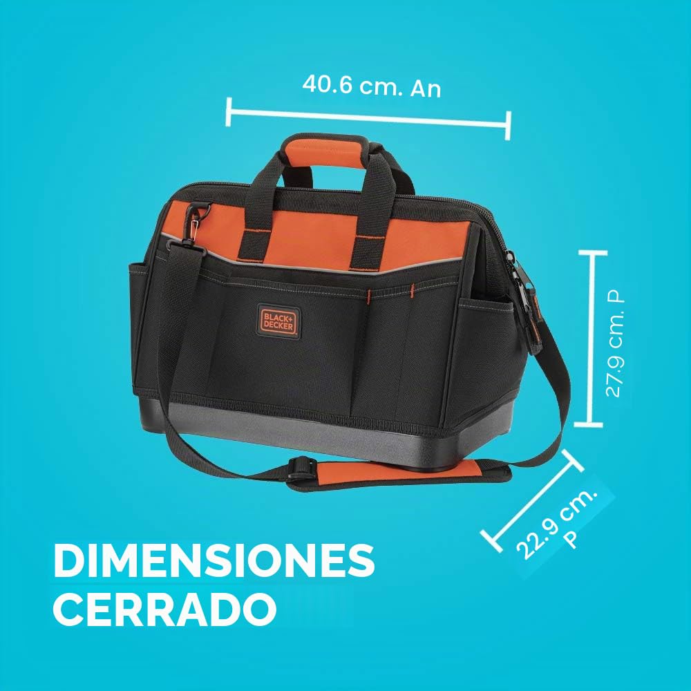 BLACK+DECKER BDST500002APB - Bolsa de herramientas con cremallera (40,6 cm)