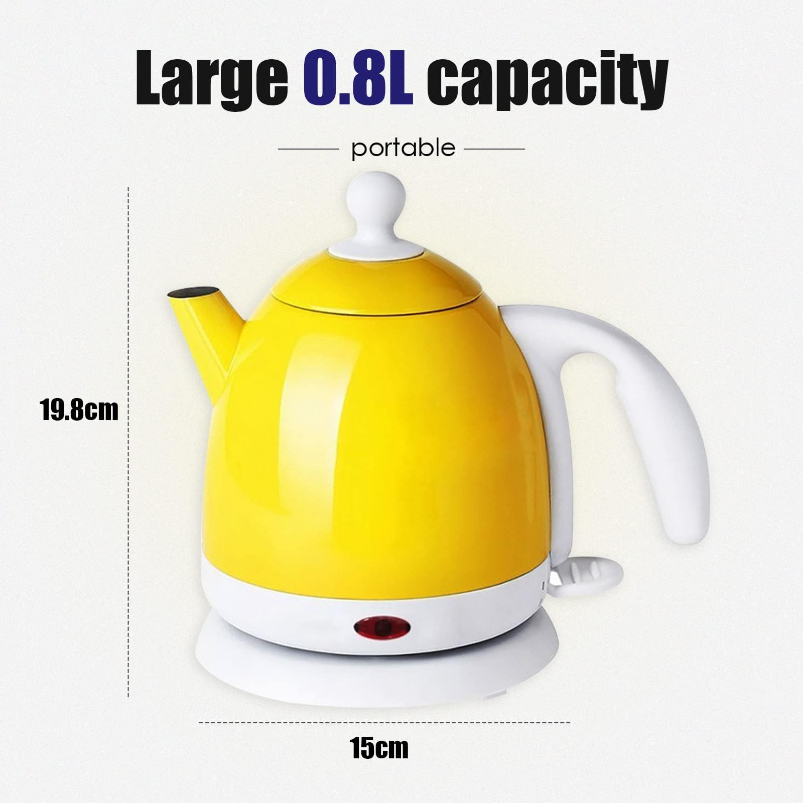 Hervidor de agua eléctrico de ebullición rápida, acero inoxidable 304, protección contra ebullición en seco y apagado automático, hervidor de café para agua caliente, té o café, amarillo