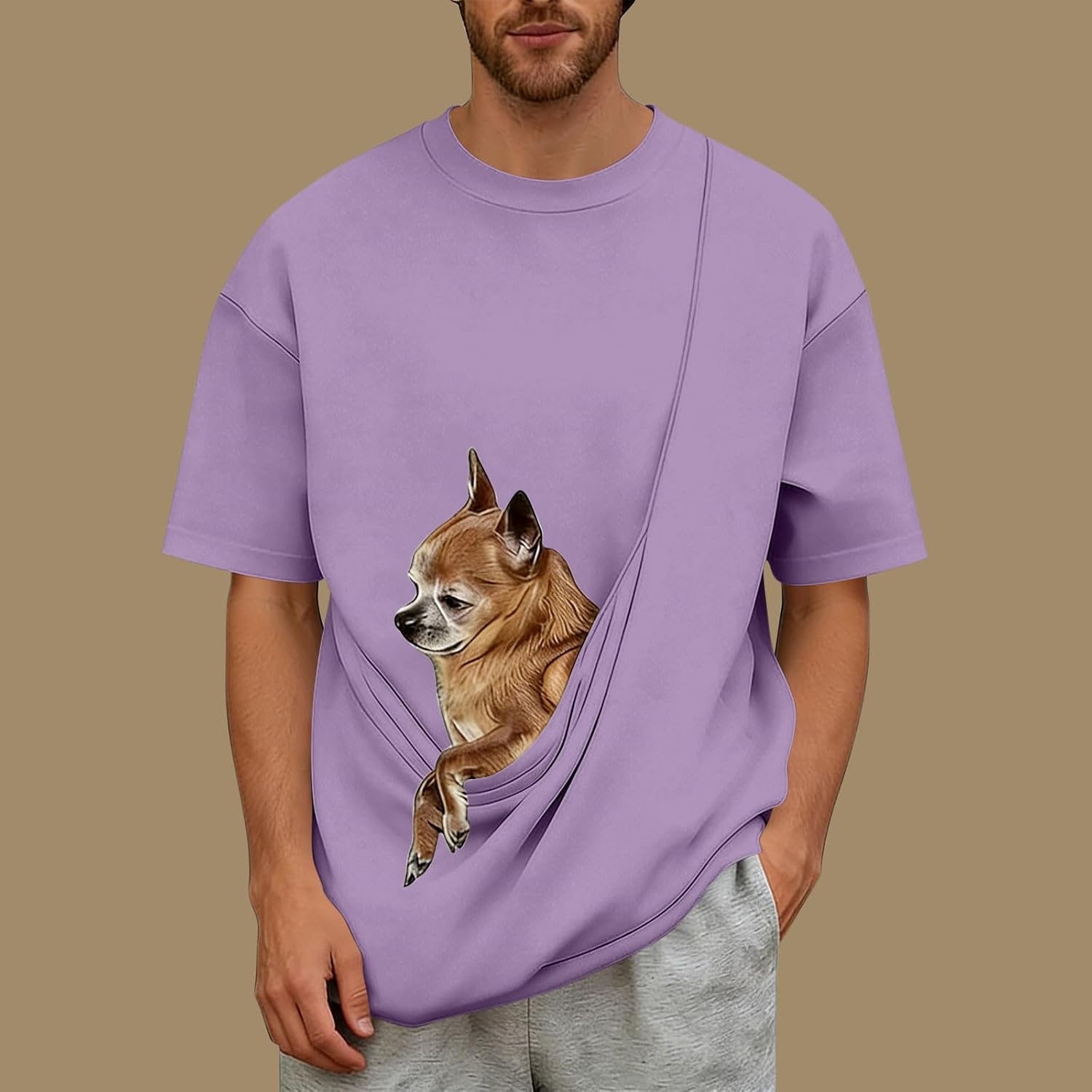 Pet Pouch Shirt for Men Fashion Small Dog Carrier Short Sleeve Shirts Summer Animal Holder Pullover Top 2026