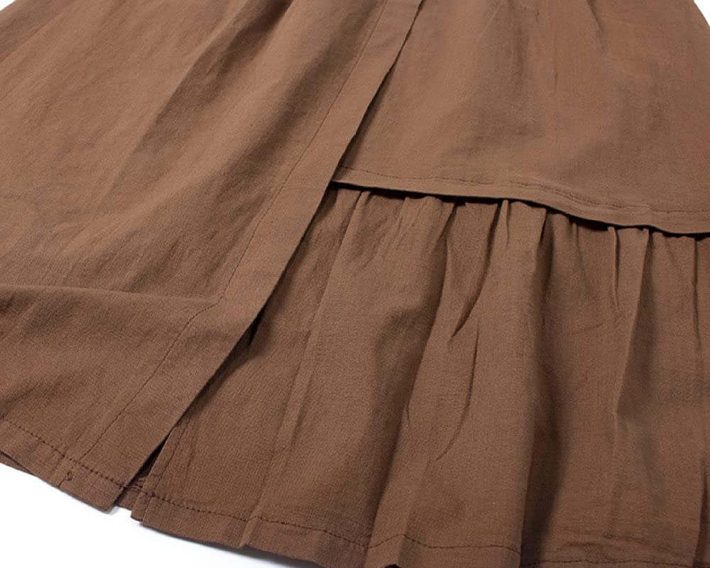 Faldas De Invierno para Mujer, Faldas Plisadas con Dobladillo Irregular Marrón para Mujer Cintura Elástica Midi Falda De Invierno para Mujer Faldas De Talle Alt