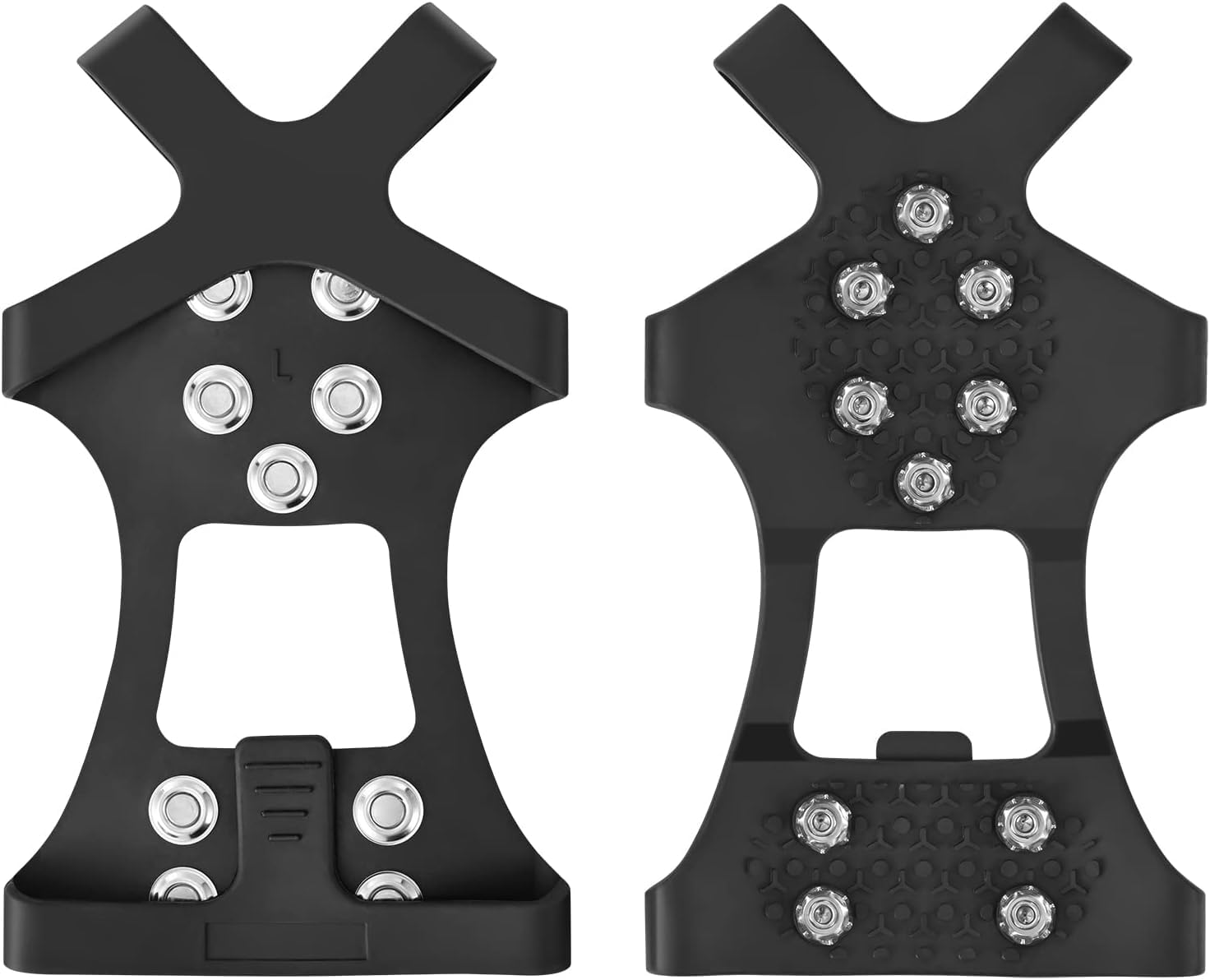 Grectek GT10 Leggero Ice Tacchetti,Ramponi da Ghiaccio Antiscivolo, in Acciaio Inossidabile per Scarponi Scarpe Winter Outdoor Camping Neve Pesca Caccia Camminare