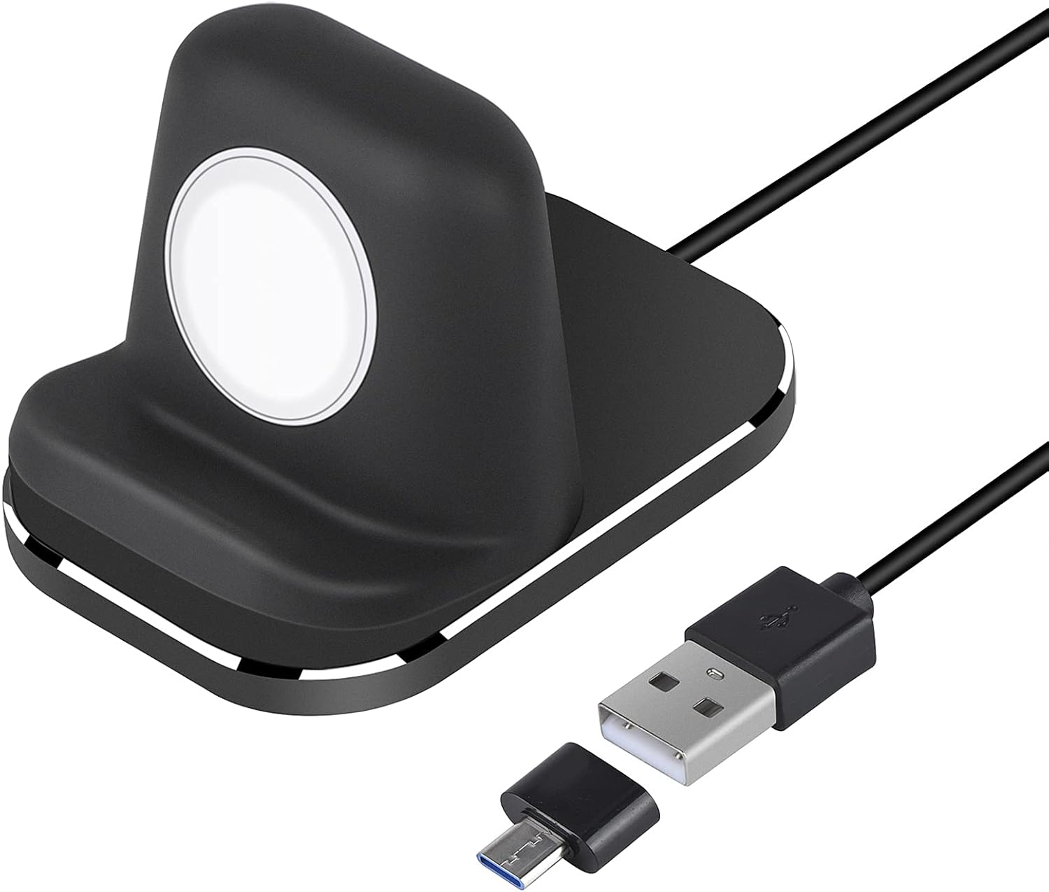 Kuvcco Aluminum Charging Stand for Apple Watch Charger Cable Accessories, Portable Charger Charging Stand Dock Station Holder for Apple iWatch Series 7/6/ SE /5/4 /3 (Black)