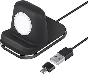 Kuvcco Aluminum Charging Stand for Apple Watch Charger Cable Accessories, Portable Charger Charging Stand Dock Station Holder for Apple iWatch Series 7/6/ SE /5/4 /3 (Black)