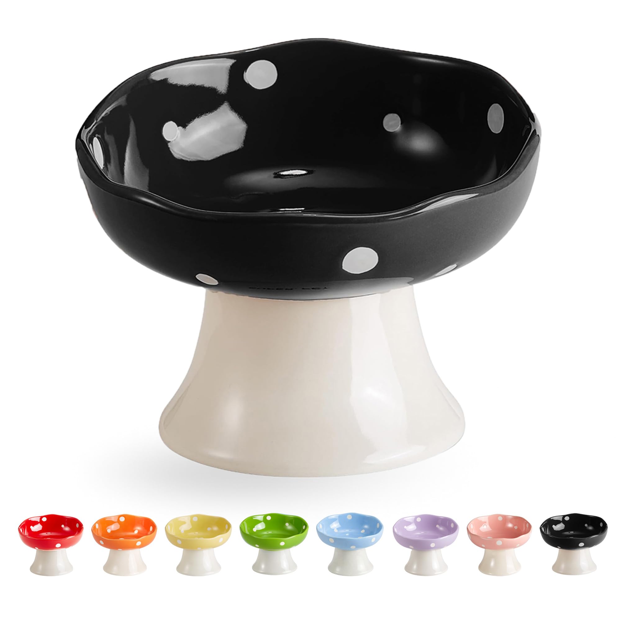 Ceramic Elevated Cat Bowls, Tilted Raised Pet Dish Anti Vomit Kitten Bowl for Indoor Cats, Whisker Friendly Pet Food and Water Bowl for Kitten, Cat,