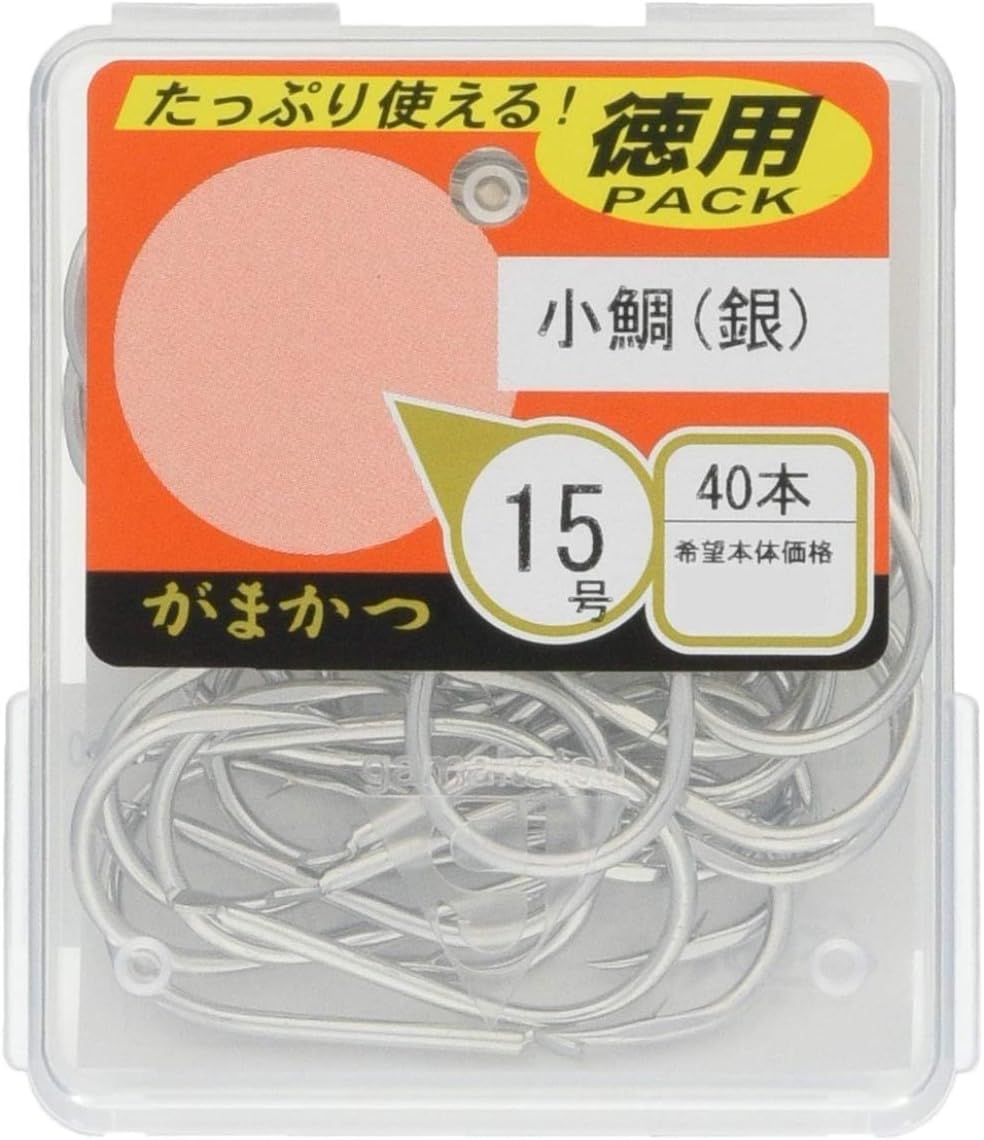 Gamakatsu 66720 Single Hook, The Box, Small Sea Bream, No. 15, 40 Pieces, Silver