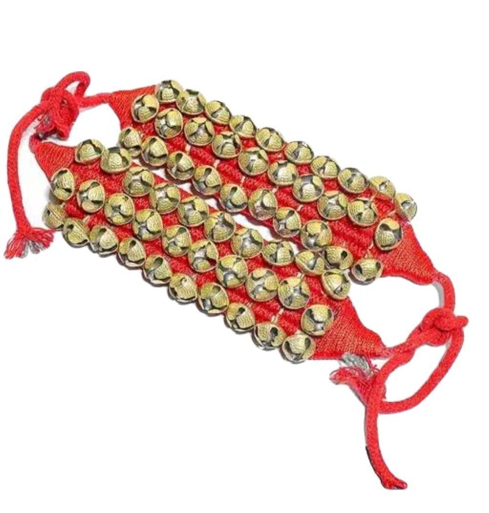 PRANCHI ARTWARE Ghungroo Anklets Set 3 Line Red Padded Kathak Dancing Ghungroo 30+30 Total 60 Dancing Bell Anklet Pair Indian Classical Dancers Musical Instrument Bharatnatayam Ghungru-image-39