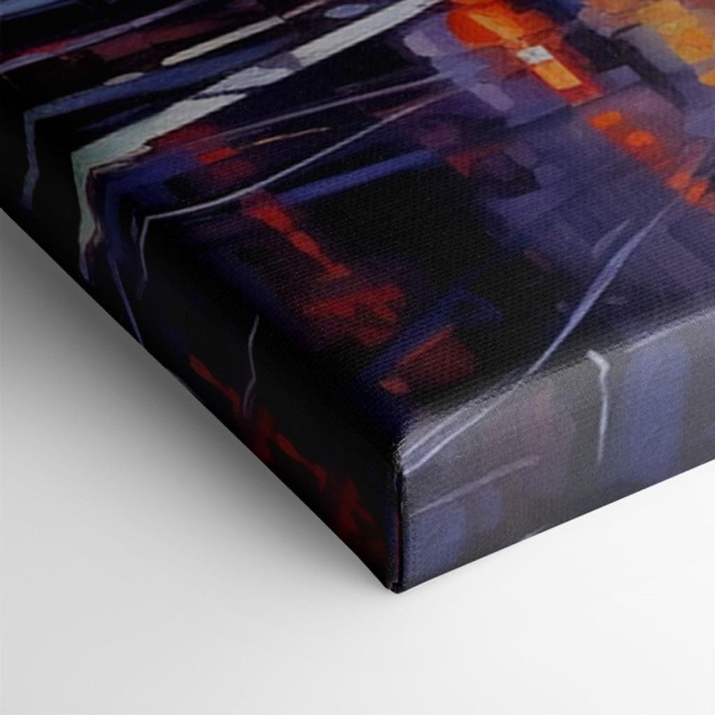 Canvas for Living room. Bright Lights, Rainy Nights: The Vibrant Pulse of Times Square, 27 x 18 inch Canvas Wall Art - Contemporary Masterpieces - Modern Home Decor