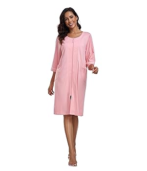 ANLIQI Womens Robes Knee Length 100% Cotton Bathrobes for