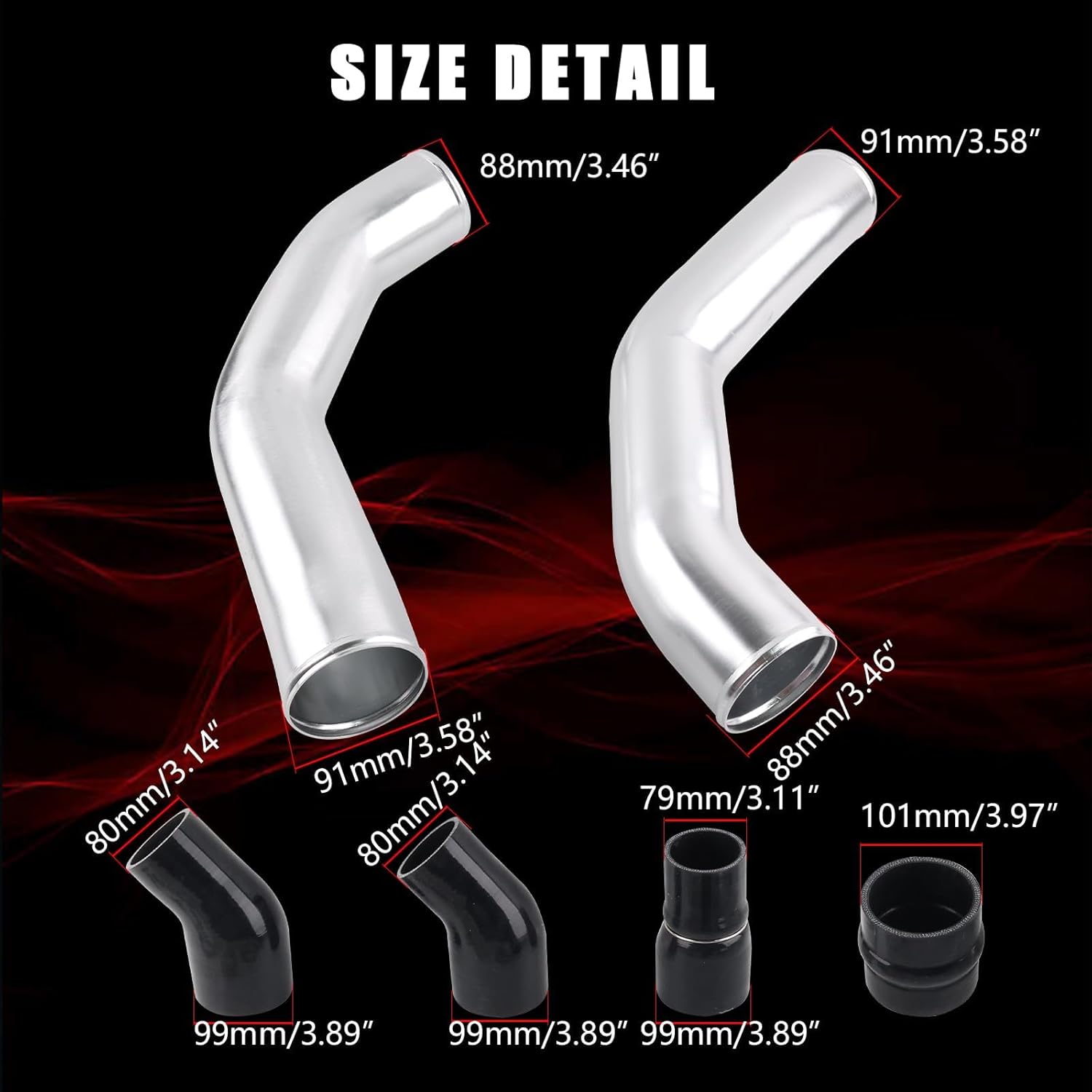 Aluminum Intercooler Pipe Kit & Boot Kit Compatible with 2013-2018 Dodge Ram 2500/3500 6.7L Cummins Diesel