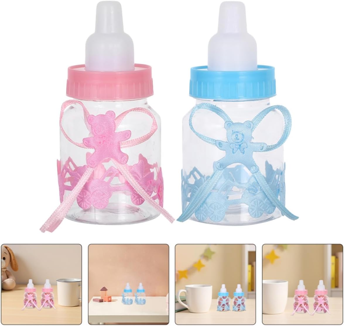 24pcs Baby Bottle Candy Boxes with Ribbon Plastic Party Favors