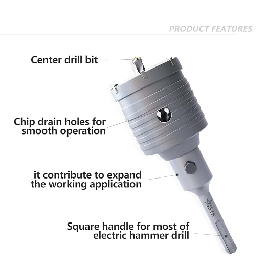 GSTK 10pcs Concrete Hole Saw Set （30mm 40mm 50mm 65mm） con SDS Plus, Varilla de conexión y 5 captadores de polvo miniatura 4