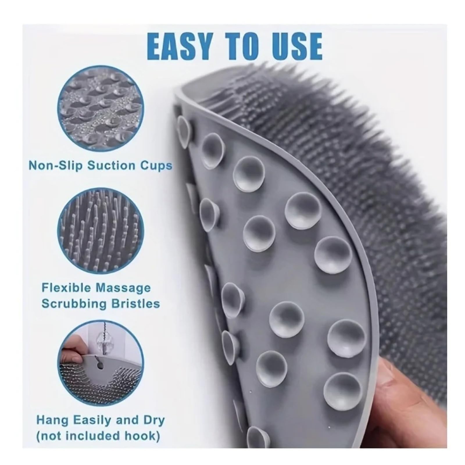 Cepillo de baño de silicona exfoliante con copa de succión (rosa)