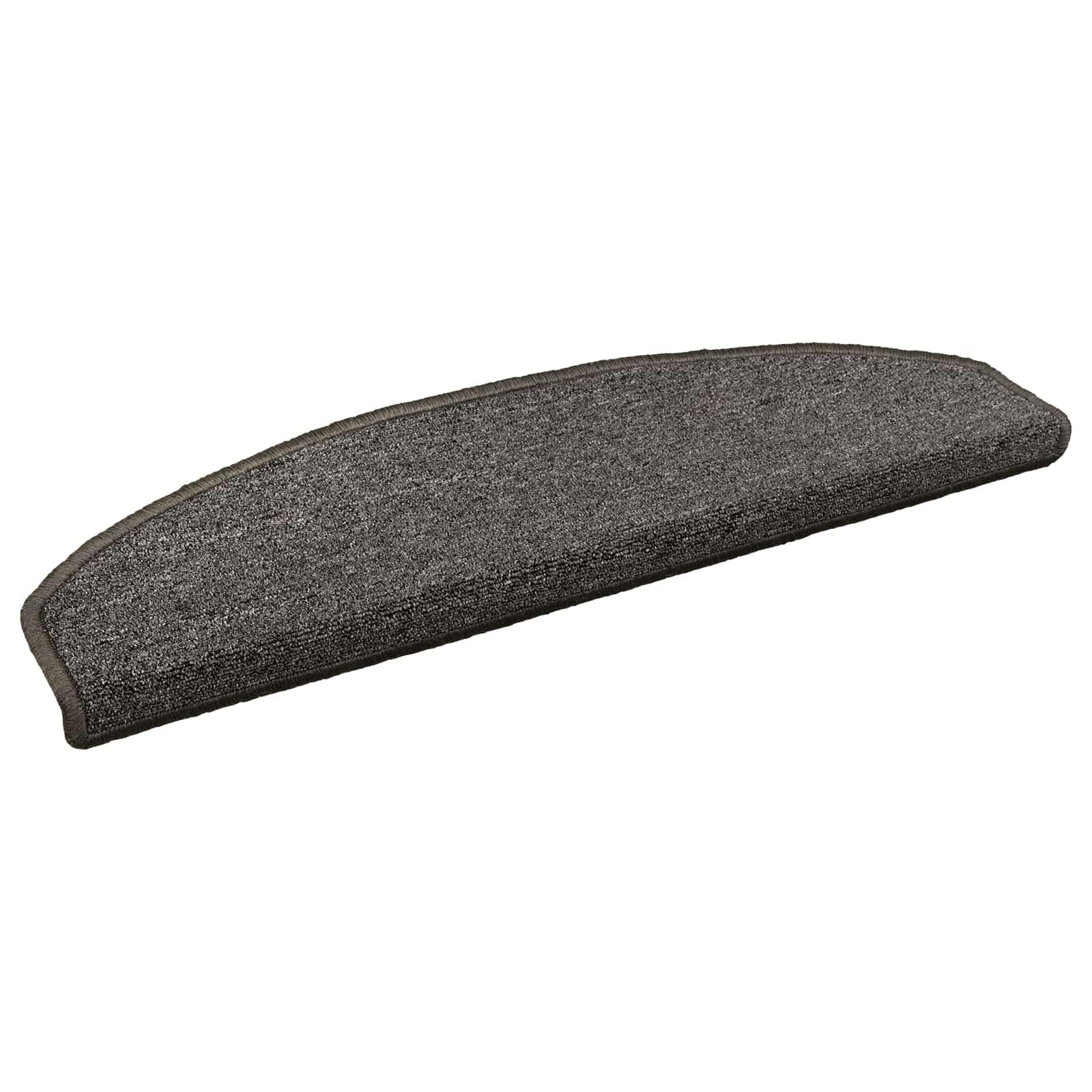Mangloder Lot de 15 protections d'escalier autocollantes, demi-cercles, gris foncé, en velours 100 % polypropylène, 80 x 24,5 cm, antidérapants, insonorisants, lavables pour escaliers en bois