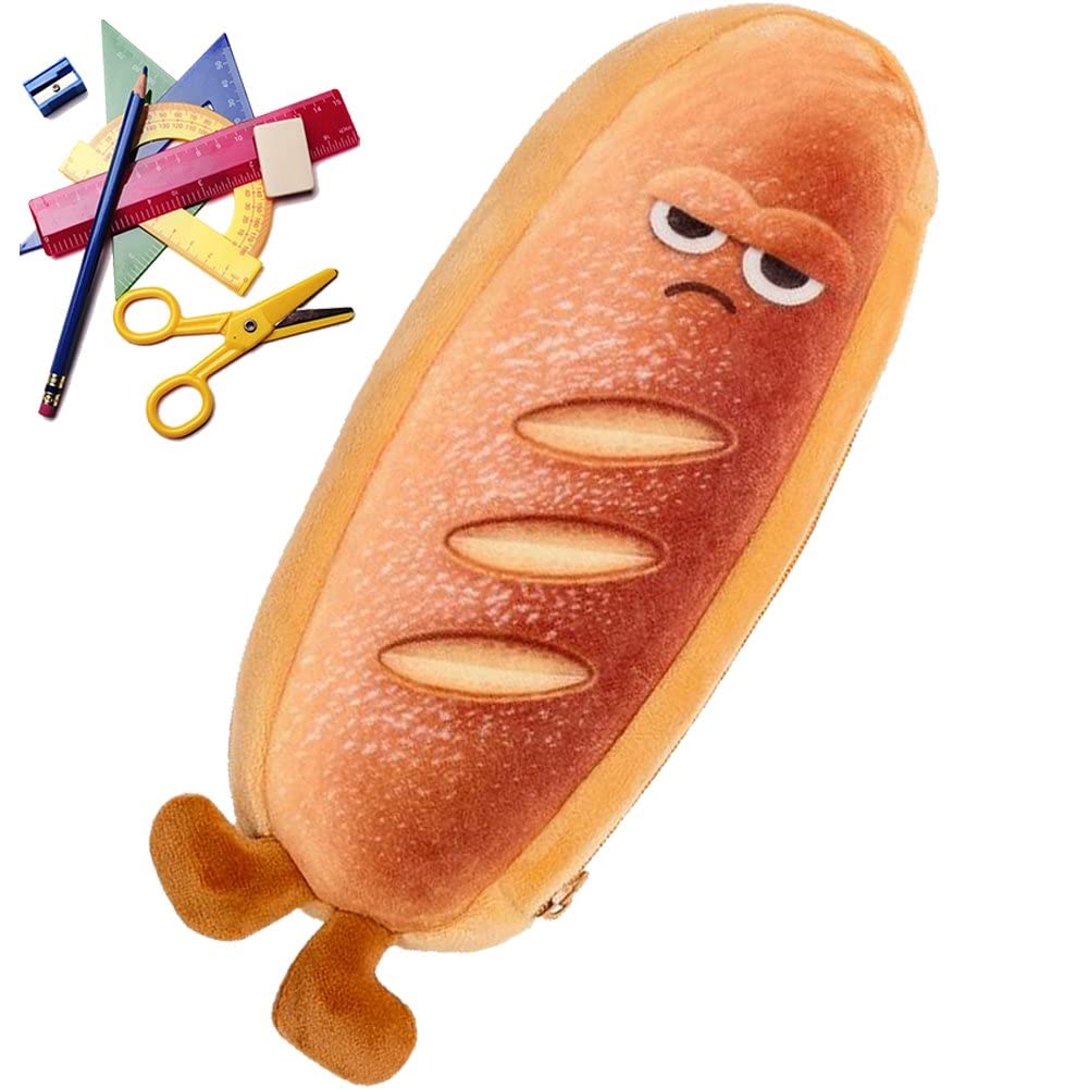 Brxmpn Boys Style1 Bread Shaped Pencil Case With Zipper Plush Pencil Bag Funny Stationery Pouch For And Girls Cute Trendy School Supplies