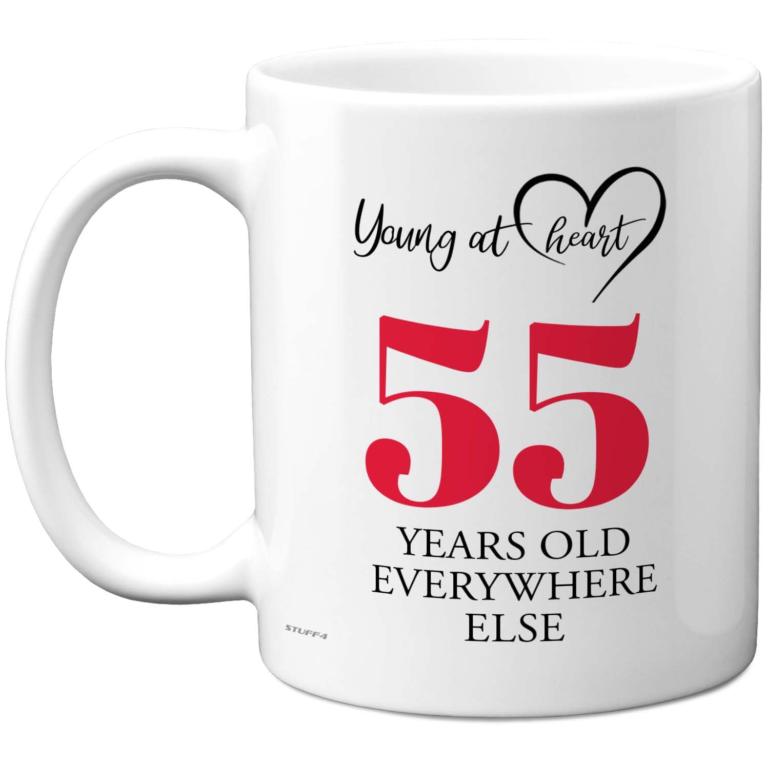 55th Birthday Gifts for Women Men, Cheeky Novelty Mug Young at Heart, Gag Joke Gifts, Perfect Funny Mugs for Fifty-Five Fifty-Fifth Birthday Present, 11oz Ceramic Coffee Mugs