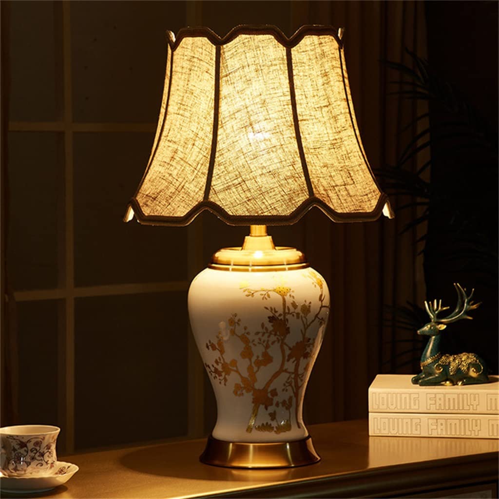 Lampe de Table rétro en céramique Noire et dorée, Lampe de décoration pour Chambre d'hôtel, veilleuse d'ambiance pour Chambre à Coucher