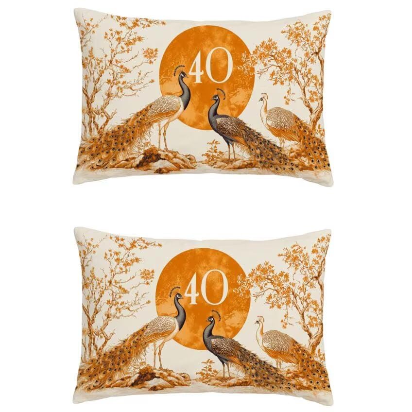 Taie oreiller 50x60cm orange lin impermeable housse coussin exterieur pour deco terrasse