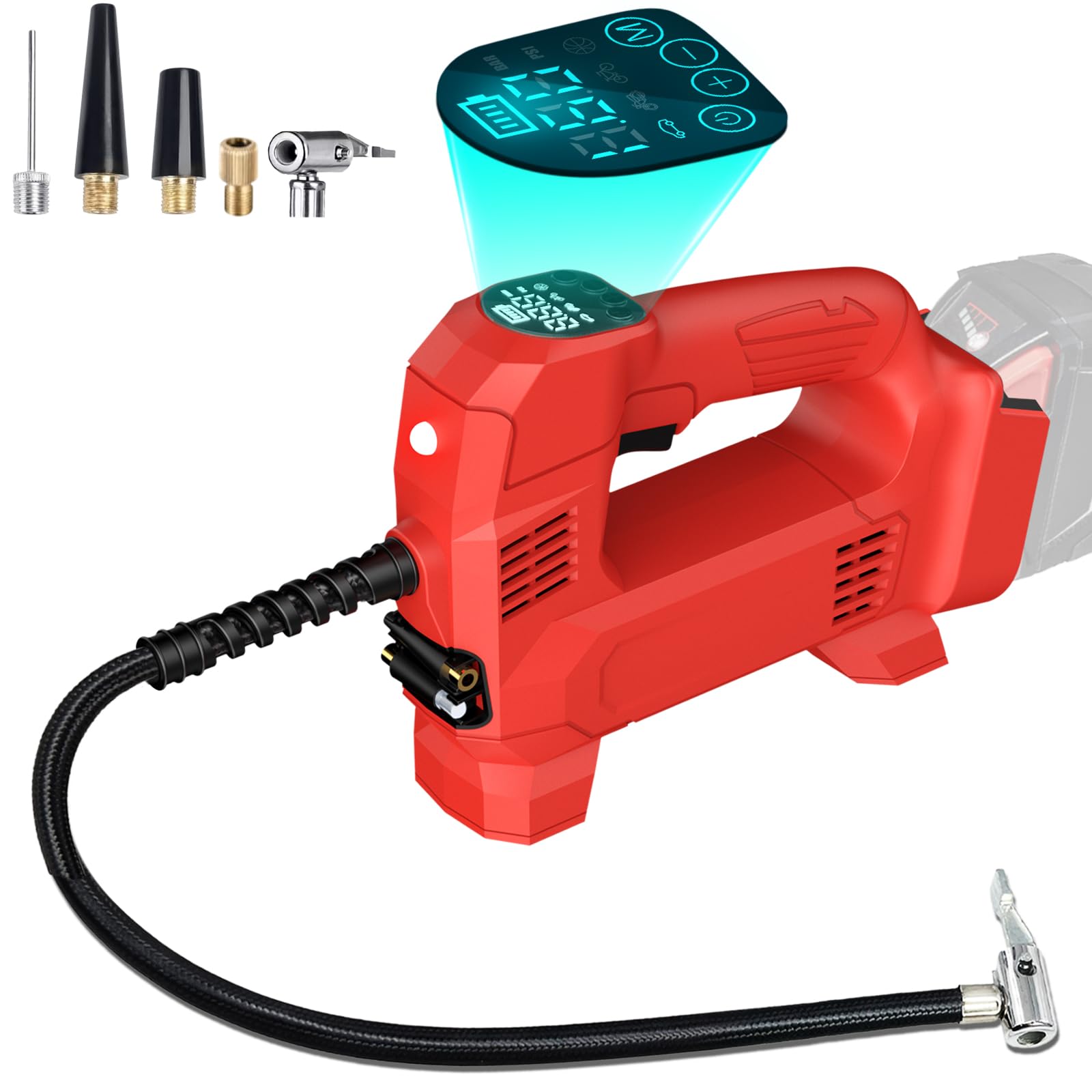 Tire Inflator Air Compressor Compatible with Milwaukee 18V M18 Battery Power,150PSI Cordless Portable Electric Air Pump with Digital Pressure Gauge