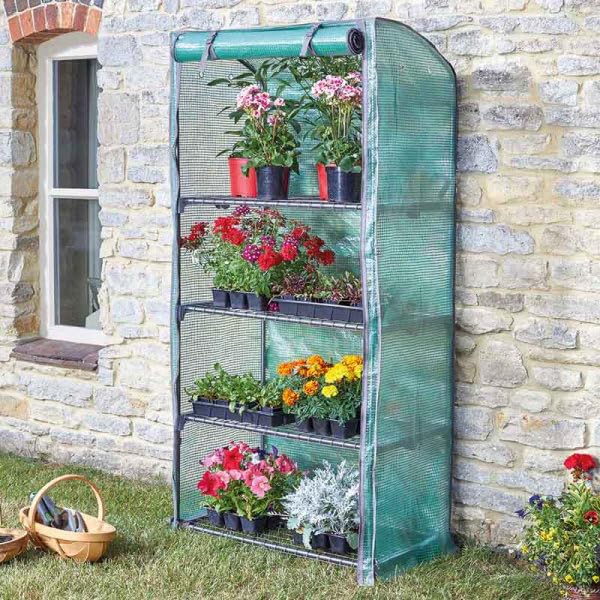 Garden Mile 1.5m Portable Greenhouse Free Standing Tomato Greenhouse Outdoor 4 Tier Small Green House for Garden Rust Resistant Roll Up Zip Door Greenhouses for Tomatoes