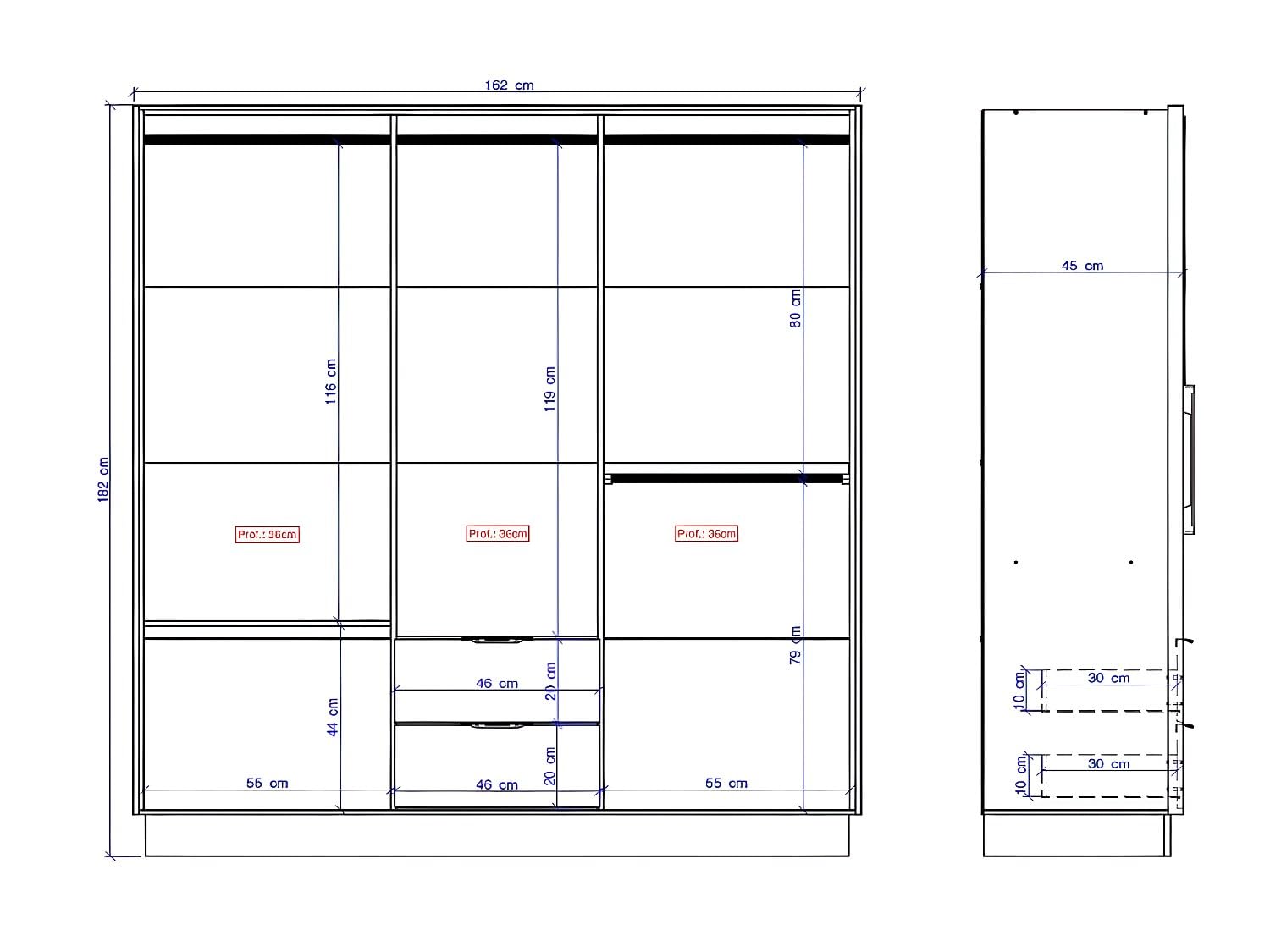 Vente-unique - Armadio angolare 8 ante e 2 cassetti L263 cm Bianco - FEOVA