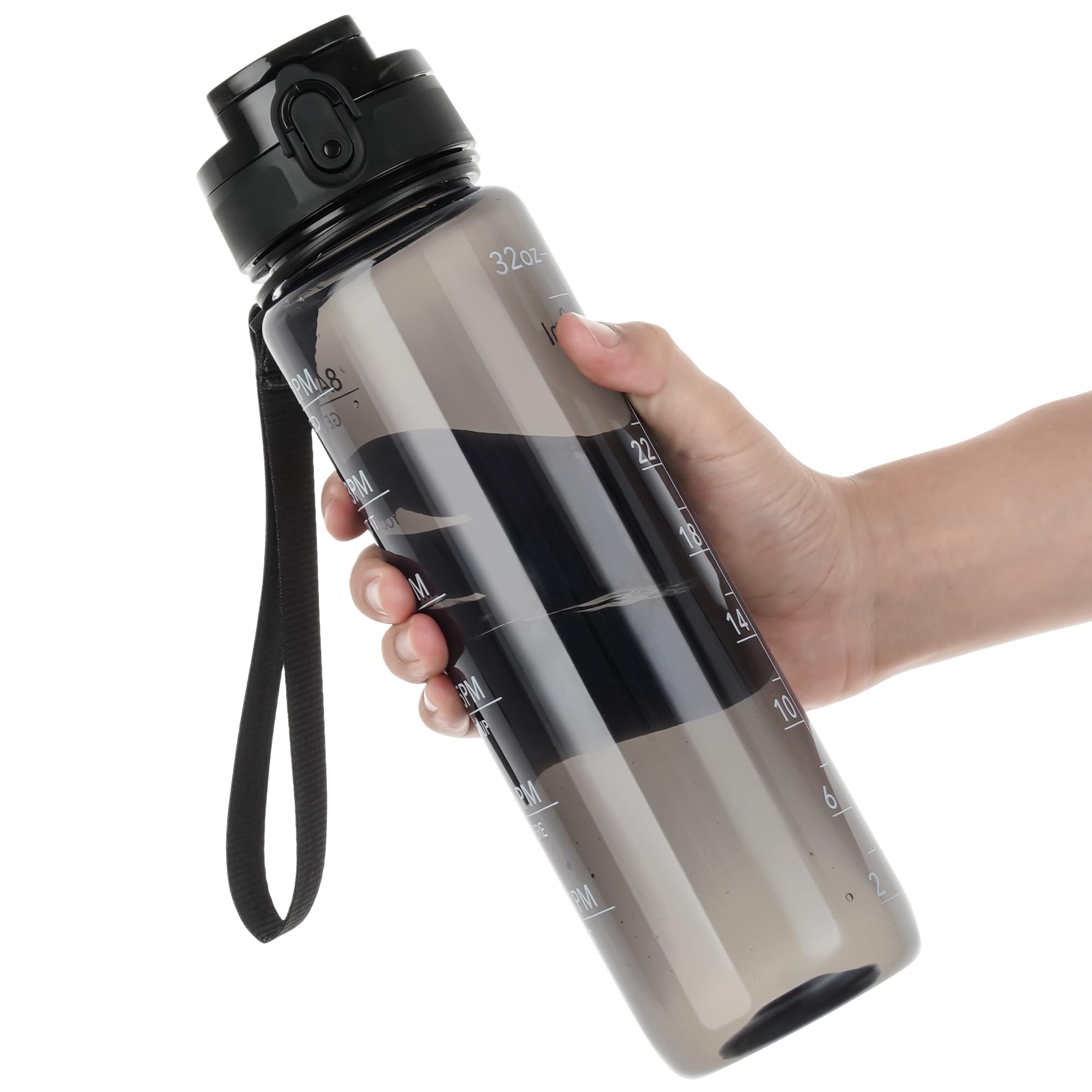 Photo 1 of OLDLEY Water Bottle 32oz, Durable and Leakproof Water Bottles Motivational with Time Marker, Tritan, BPA Free, Wide Mouth, Gym, Travel, School,Office, Gifts for Her, Women Men,Clear Black (1 Bottle)