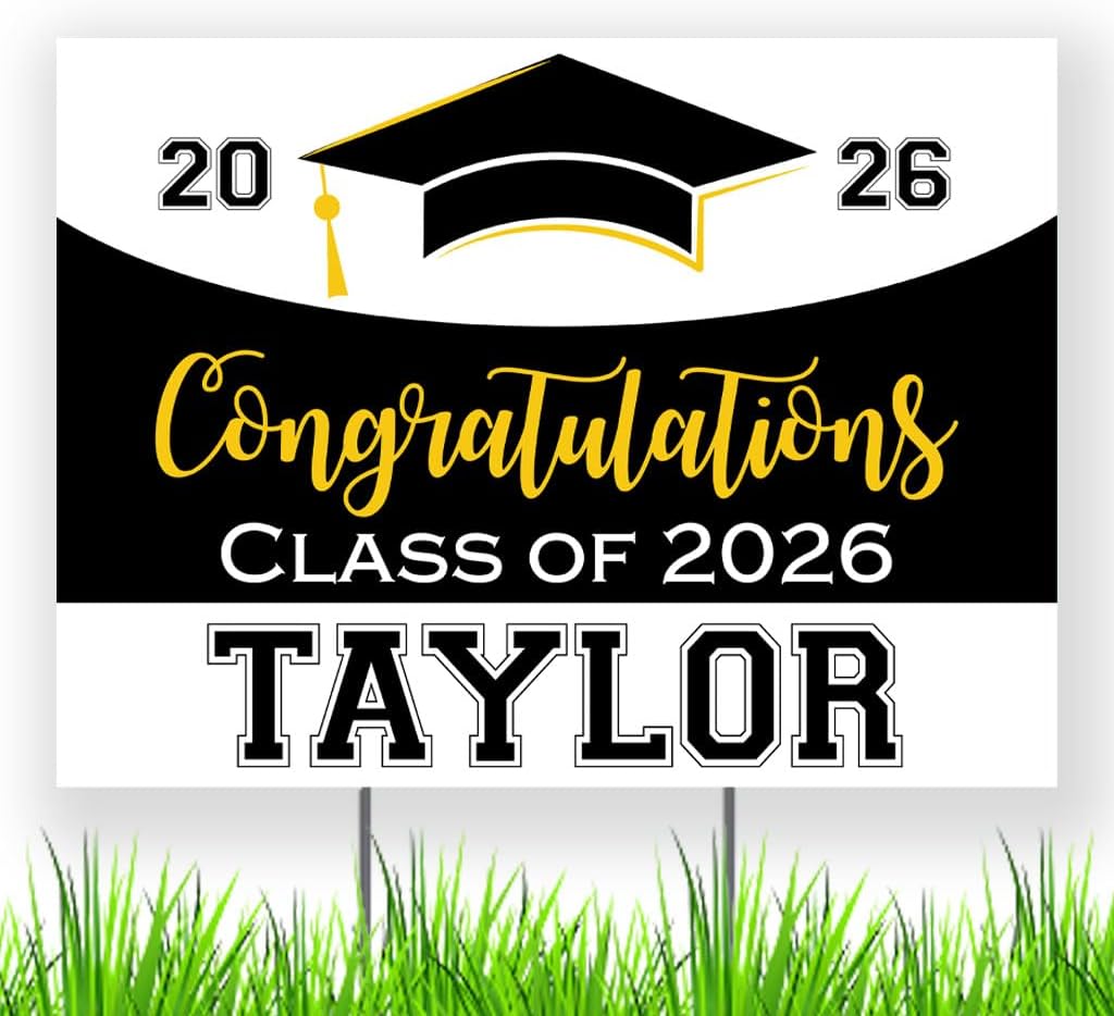 School Spirit Class of 2026 Personalized Graduation Party Yard Sign with Metal Stake