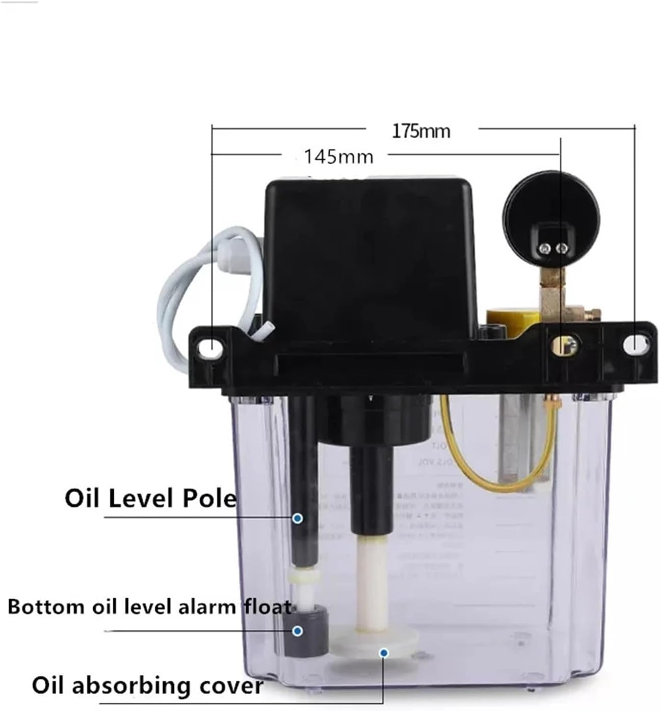 Electromagnetic Lubrication Pump 220V CNC electromagnetic Lubrication Pump Lubricator 0.5/1/2 Liters Lubricant Pump Automatic lubricating Oil Pump Oil Inject(1LnoPressure Gauge)
