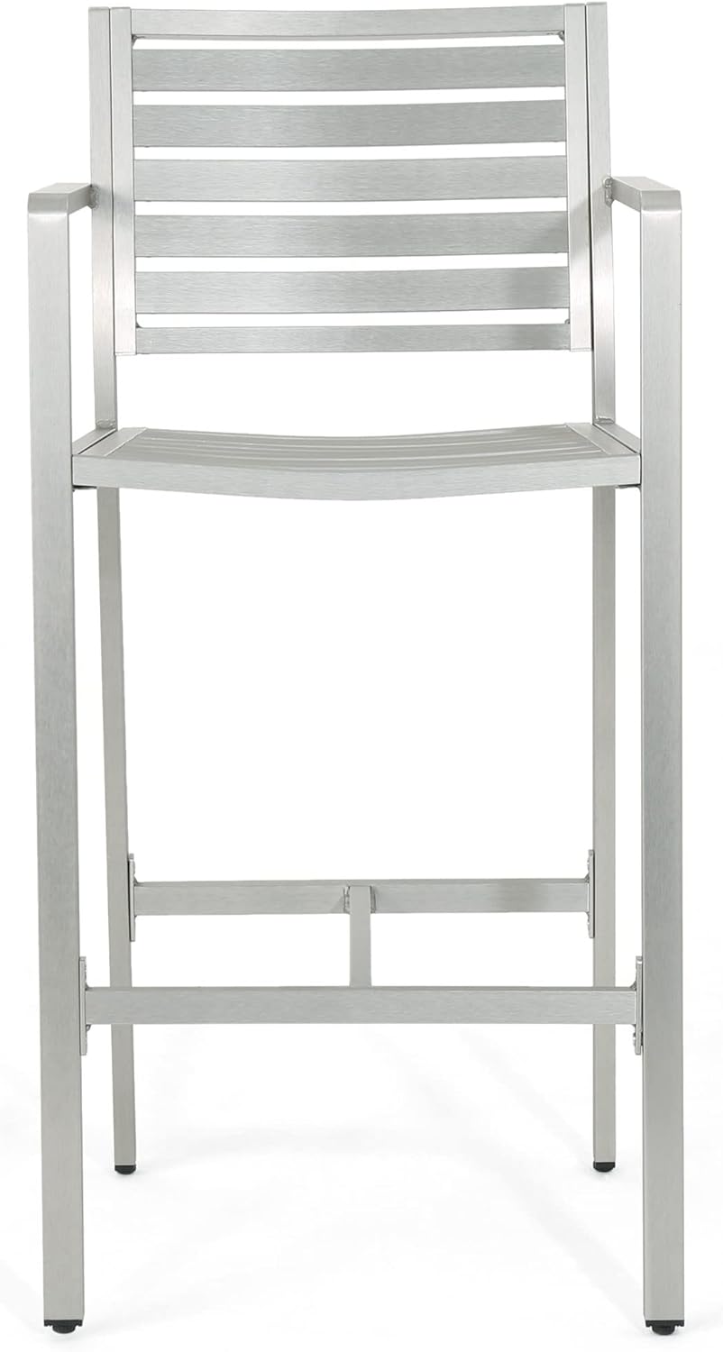 Christopher Knight Home Tammy Coral Outdoor Silver Rust-Proof Aluminum 29.50 Inch Barstools (Set of 4)