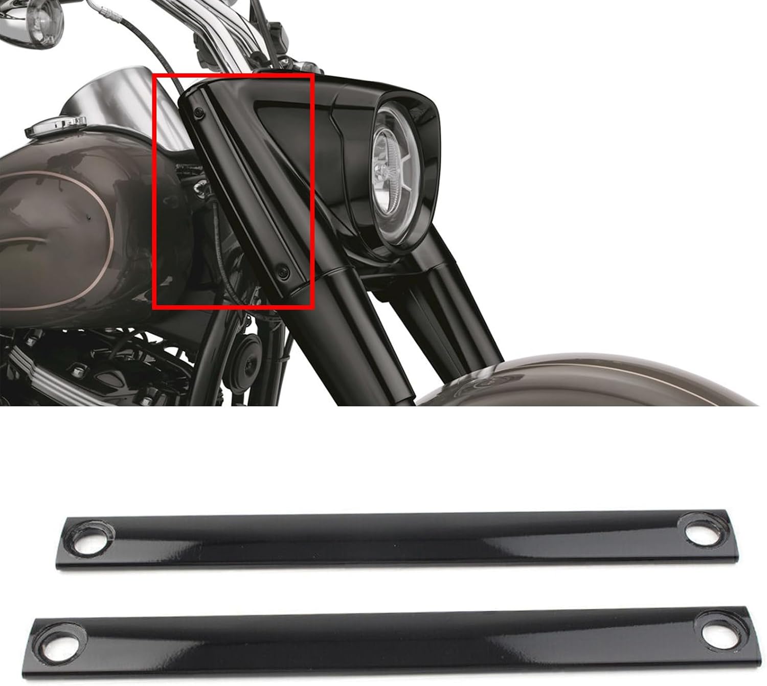 Motorcycle Front Fork Panel Decor Strips Trims Front fork trim Fit For Harley Davidson FLST 1996-UP Blac