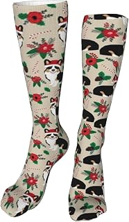 702 Unisex Trainer Socks Corgis Dog Poinsettia Dogs Cute Christmas Flowers Athletic Socks Breathable Work Socks Soft Socks For Football Women 50Cm