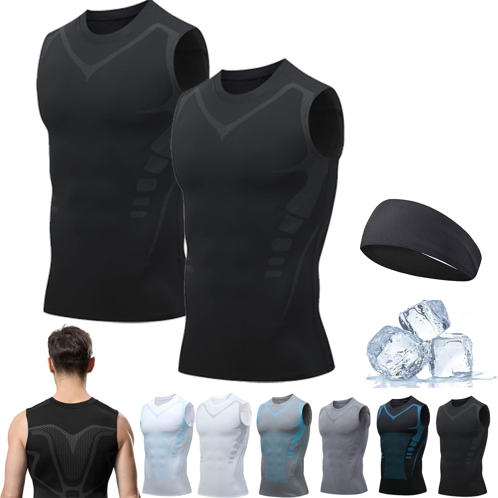 Duneva Vital Vest, Vital Vest Chaleco adelgazante, Vitalvest, Body Shaper Hombre Ionic Shaping Camiseta sin mangas