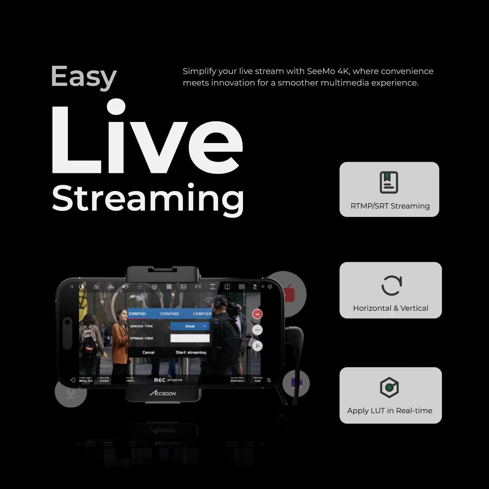 Accsoon - SeeMo Pro 4K do iOS - HDMI na USB-C/Lightning adapter do przechwytywania wideo z certyfikatem MFI