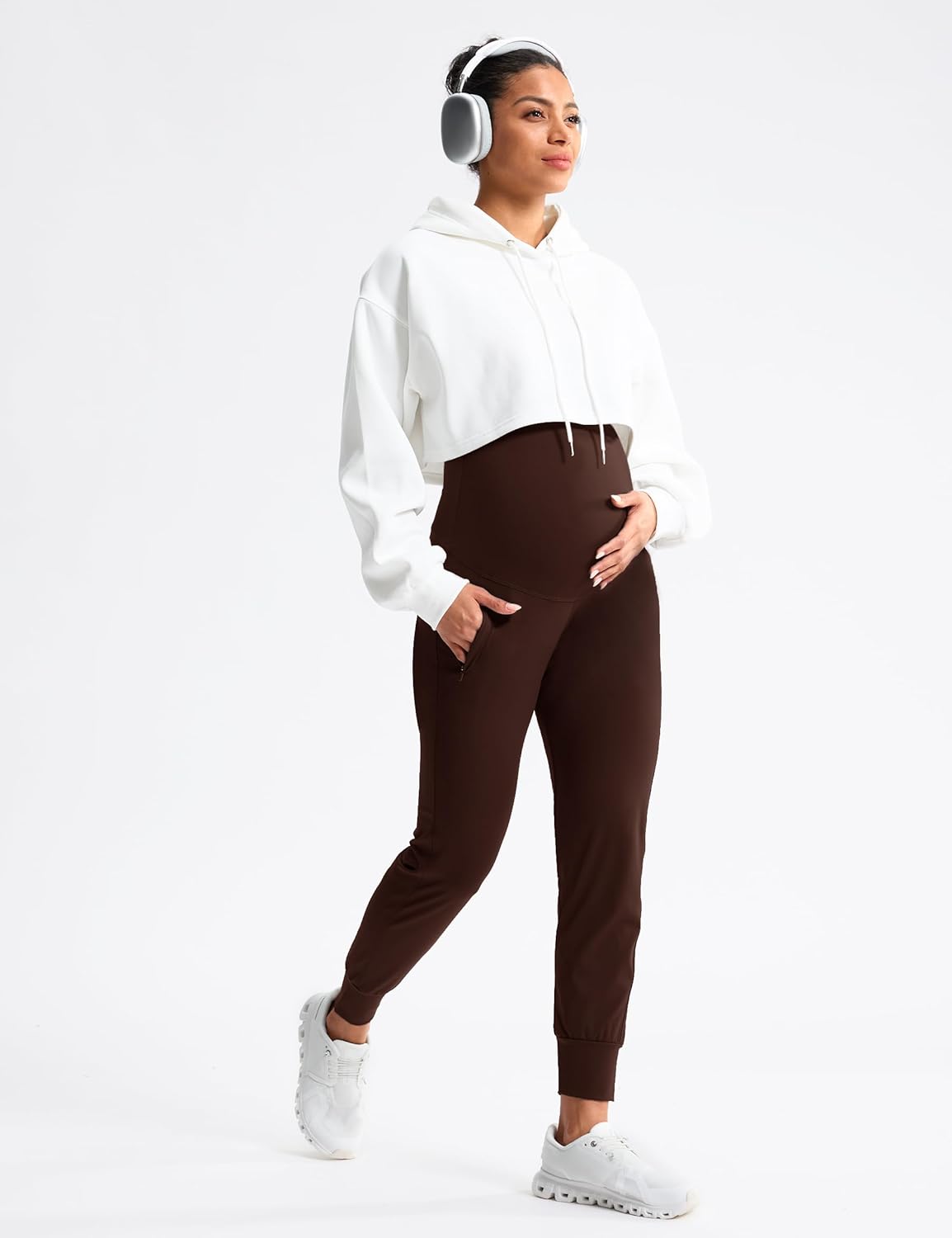 Mama Land Maternity Joggers with Pockets Over The Belly Buttery Soft Pregnancy Pants for Yoga & Activewear - Image 6