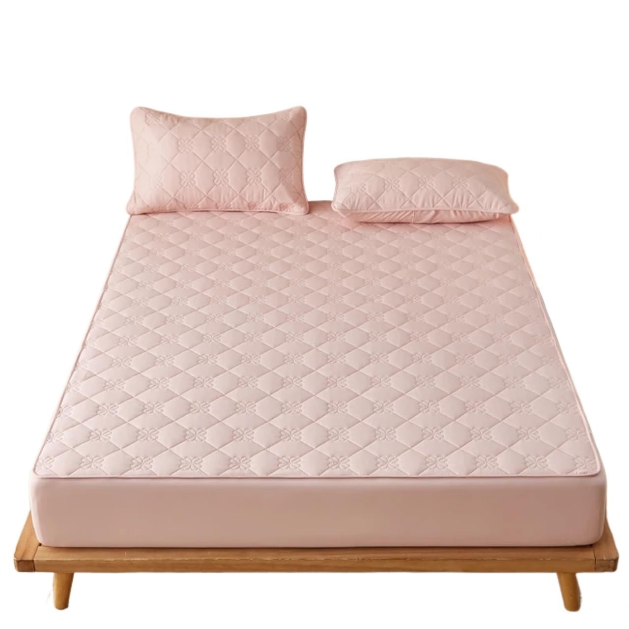 Funda de colchón Impermeable, Gruesa, Acolchada, algodón, sábana Ajustable para ColchóN(Pink,140x190x30cm)