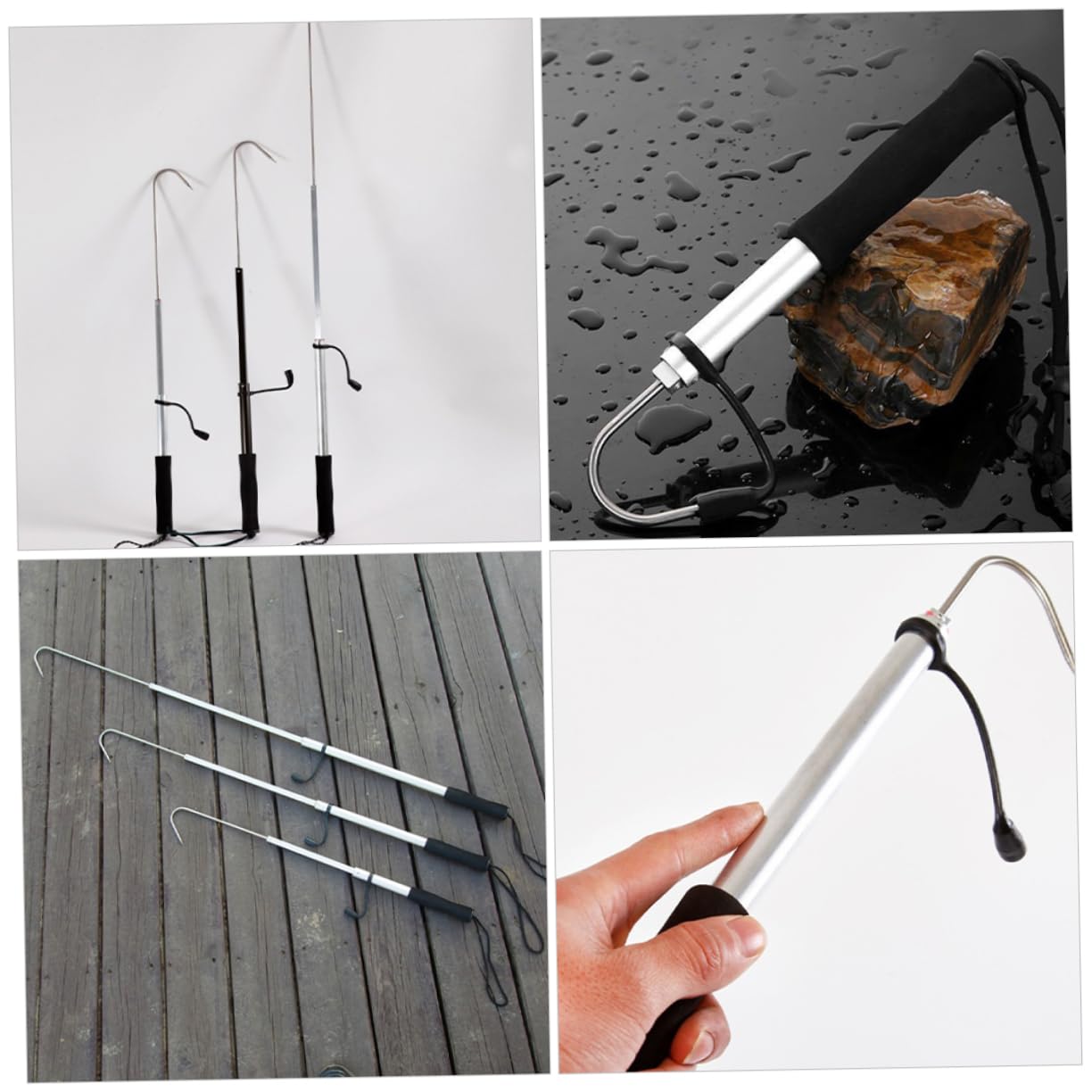 BESPORTBLE Djustable Length Telescopic Hook Big Fish Hook Heavy Duty Stainless Steel for Offshore and Ice Fishing Equipment
