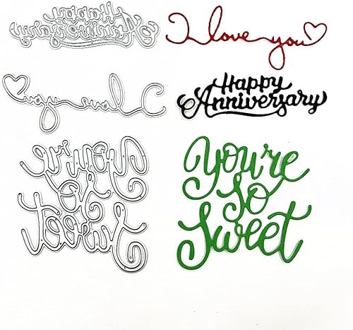 Miniatura 3 de Metal Love You Happy Anniversary Blessing Words Die Cuts, You are So Sweet Greetings - Plantillas para manualidades, plantillas de molde para
