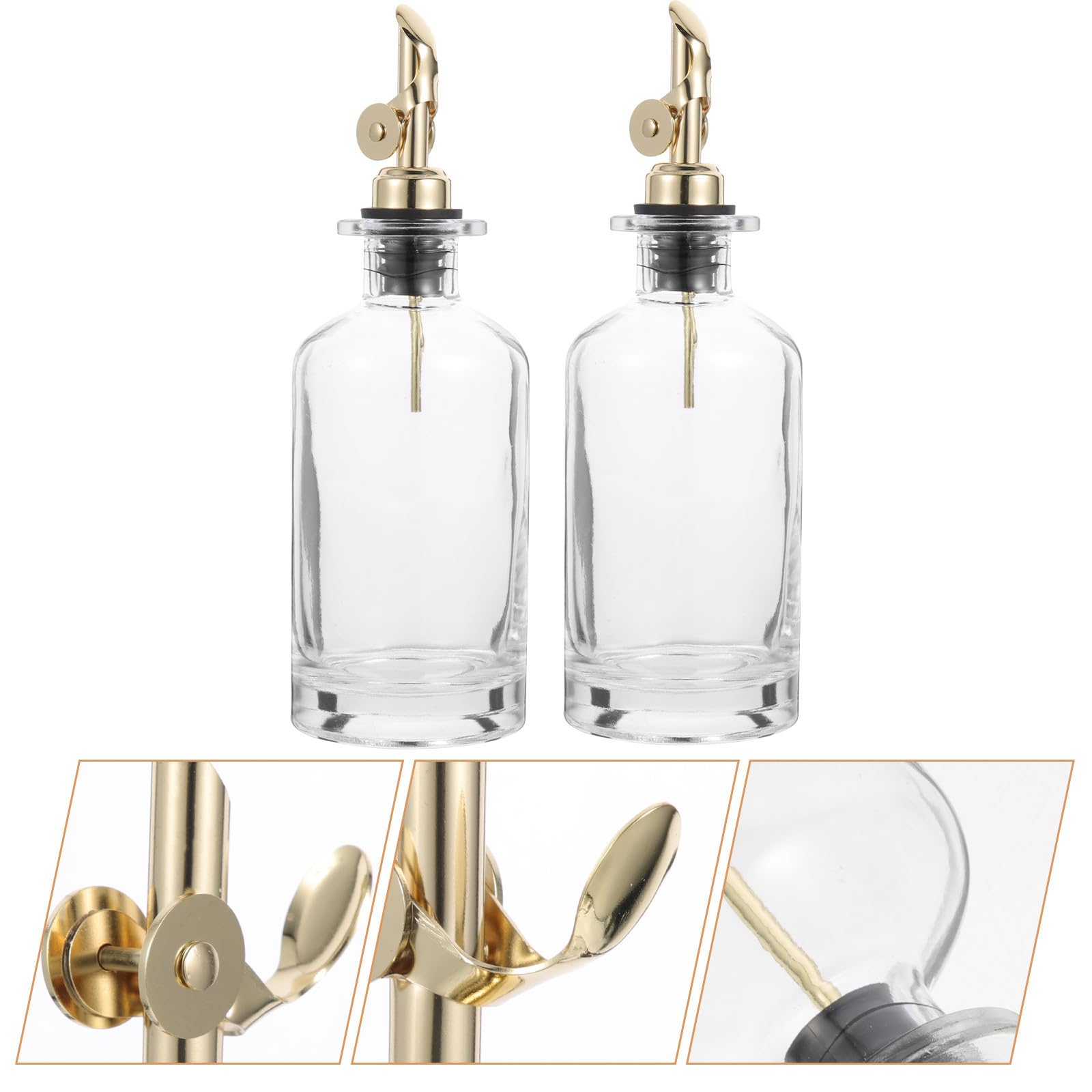 Gadpiparty Juego de 2 Botellas Dispensadoras de Vinagre y Aceite de Vidrio Tapa Automática y Cuerpo de Acero Inoxidable para Cocina, Capacidad 350ml