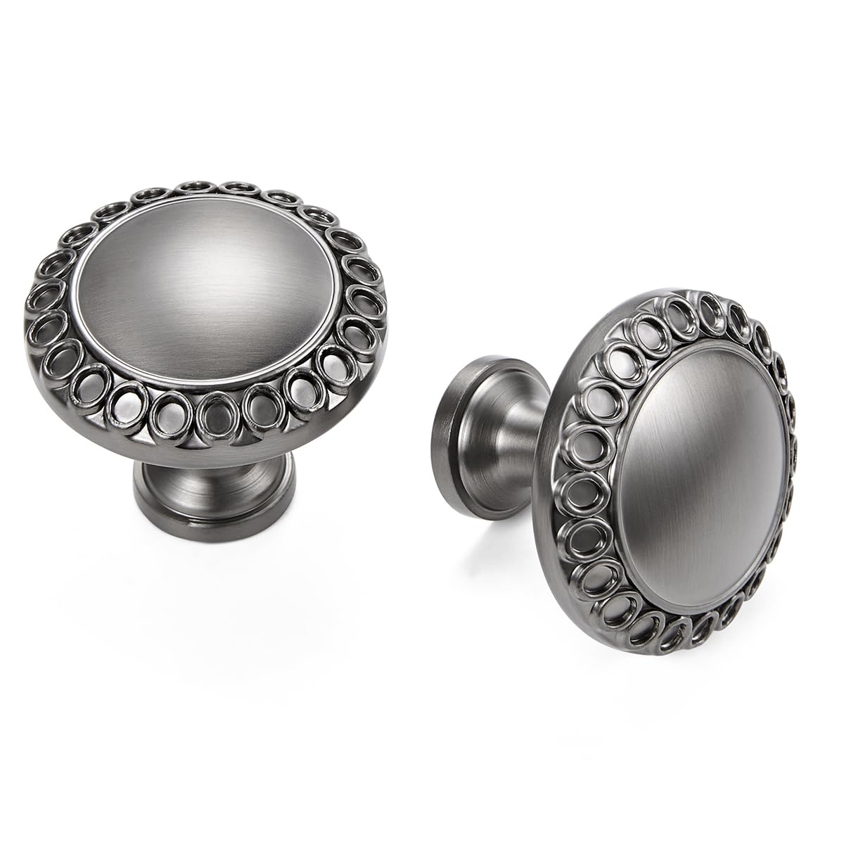 Aandxmok 20 Pack Round 1.26 Inch Gunmetal Grey Cabinet Knobs