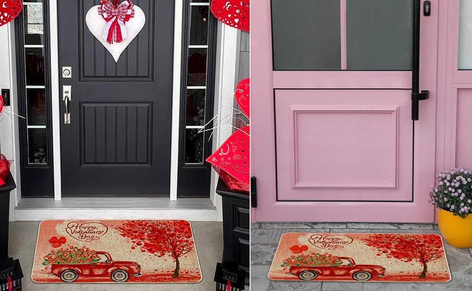 Miniatura 6 de APKPK Tapete de bienvenida para el día de San Valentín al aire libre, tapete de bienvenida para puerta delantera, tapete de San Valentín para