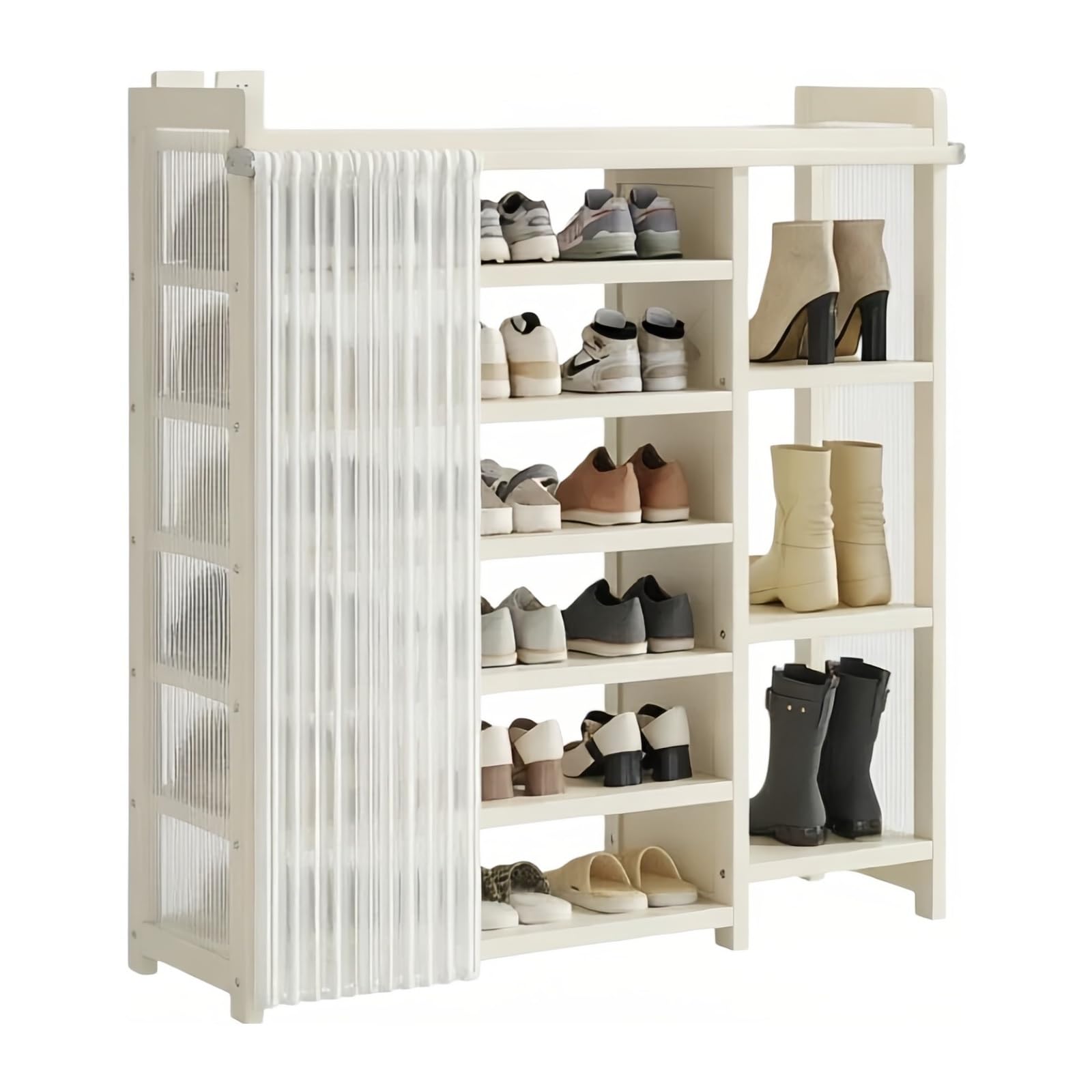 XUJUAN-0227 Shoe Cabinet Entryway Shoe Rack for Apartment Household Indoor Storage Cabinet Shelf(White,Large)