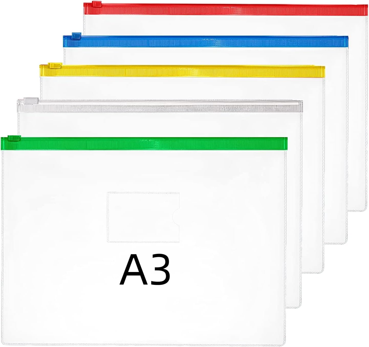 A3 Document Folder File Zipper Bags Plastic Wallets Zip Wallet Folder