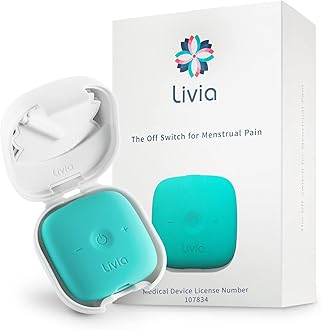 Livia Menstrual Pain Relief Device, Blue-Green – Off-Switch for Period Pain – Portable & Discreet – Rechargeable, Up to 8 Hours Battery – Complete Kit with Stick-On Pads – The Go-to Travel Partner