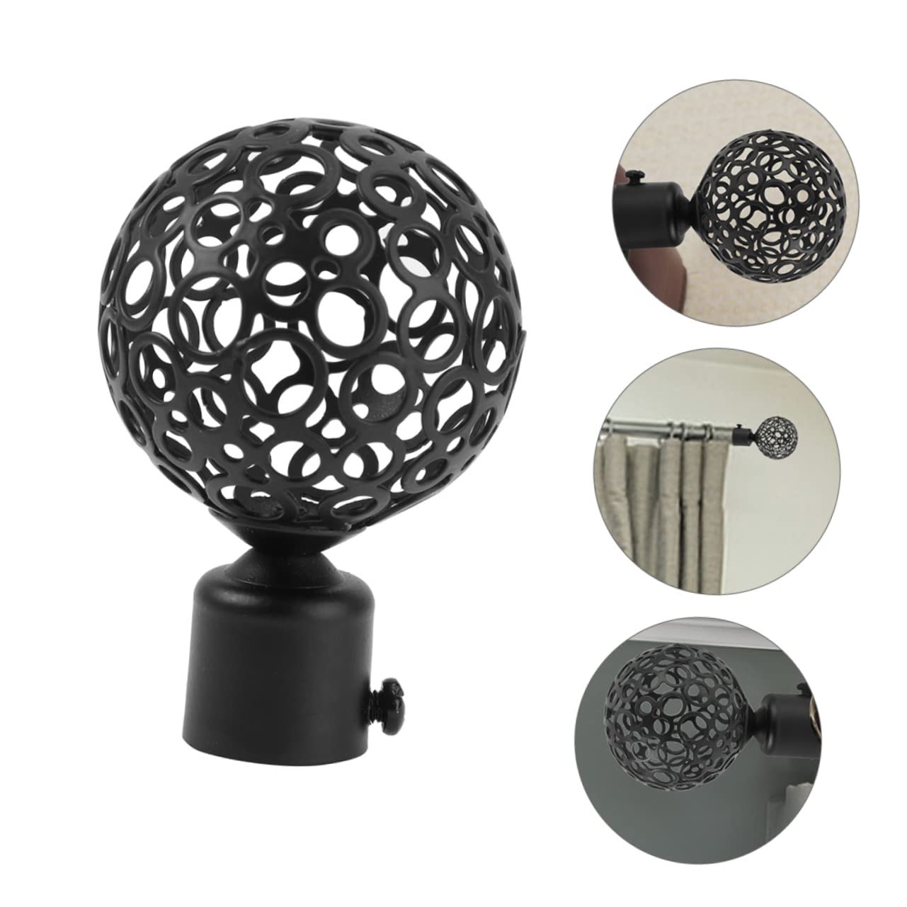 Embouts De Tringle à Rideau - Lot De 4 Pièces - Design Vintage - Plastique Noir - Ø2.2cm