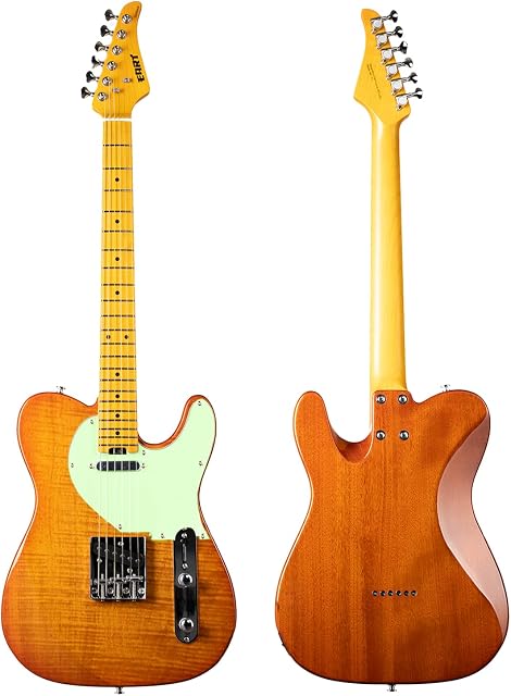 EART NK-C1 Classic Electric Guitar Maple Fingerboard,Stainless Steel Frets,Flame Maple Veneer-Orange