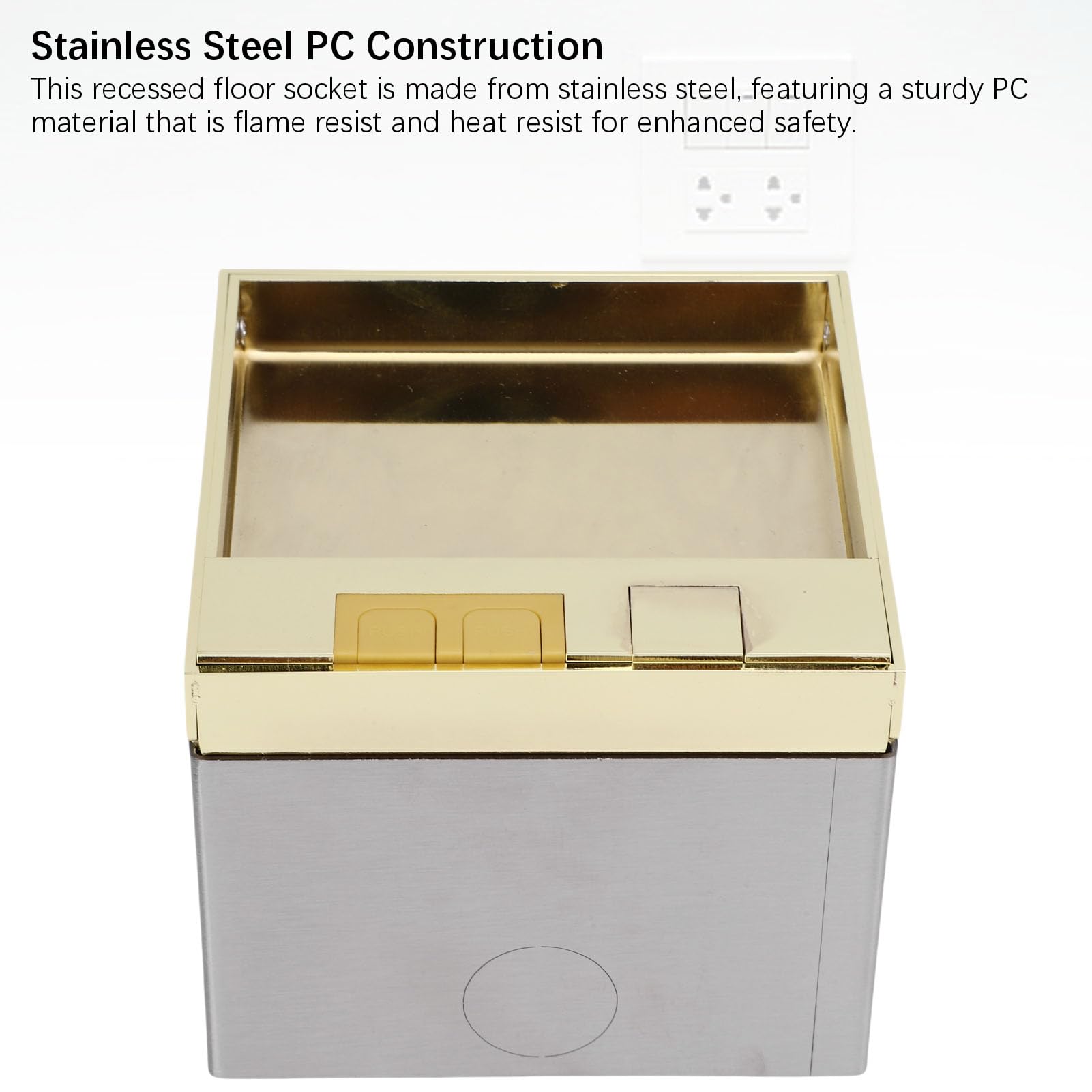 Aramox Wpuszczane Gniazdo Podłogowe, Wodoodporne Gniazdko Podłogowe ze Stali Nierdzewnej z Materiałem PC, Wbudowane Ukryte Gniazdo Zasilania 4000 W 16 A do Handlowego Home Office