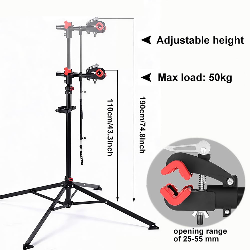 Support de réparation de vélo avec plateau à outils, hauteur réglable