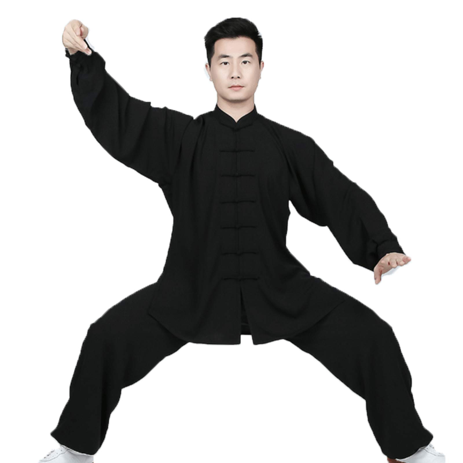 Uniforme di Tai Chi Donne Abbigliamento Kung Fu Uomini Abbigliamento per Arti Marziali,Black-M